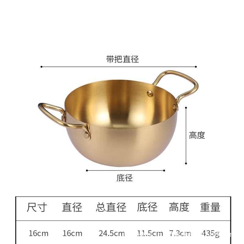 Instant Noodles Korean Style Stainless Steel Soup Pot Induction Cooker Available Household Binaural Stainless Steel  Ramen Pot