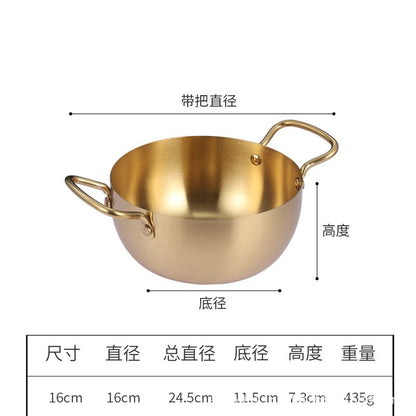 Instant Noodles Korean Style Stainless Steel Soup Pot Induction Cooker Available Household Binaural Stainless Steel  Ramen Pot