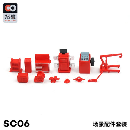 Xcartoys 1/64 Model Car Diorama Mini Repair Shop Kit Simulation Equipment Plastic Model Scene Accessories Toys Sets