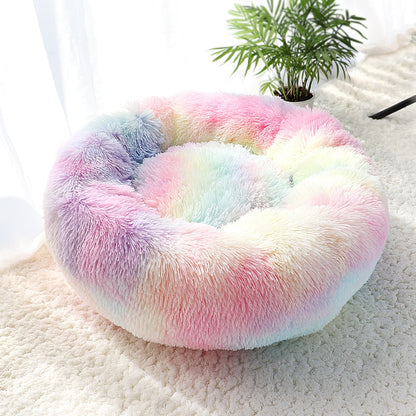 Soft Pet Dog Bed Long Plush Winter Cat Mat Dog Beds For Small Medium Large Dogs House Round Cushion Pet Product Accessories