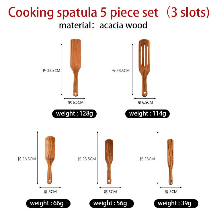 Kitchen Utensils Manufacturers Custom All Types Acacia Wooden Kitchen Tools Accessories Cooking Cookware Spatula Utensils Set