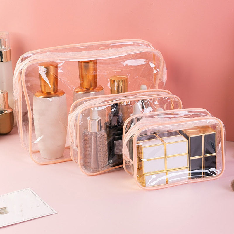 Transparent Cosmetic Bag PVC Women Zipper Clear Makeup Bags Beauty Case Travel Make Up Organizer Storage Bath Toiletry Wash Bag