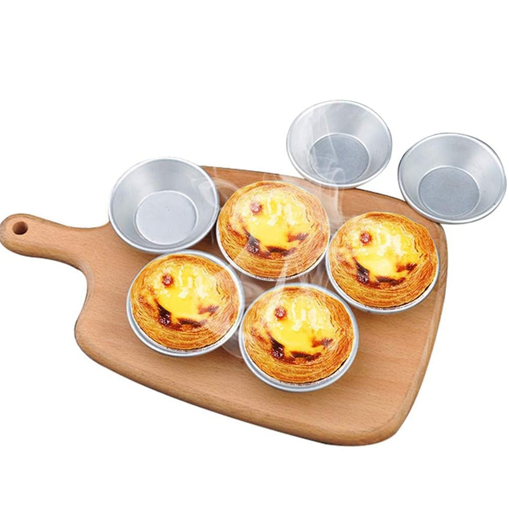 5/10/20pcs Kitchen Baking Mold Aluminum Alloy Egg Tart Cup Cupcake Cakes Mould For Pastry Cakes Dessert Mini Cupcake Baking Pan