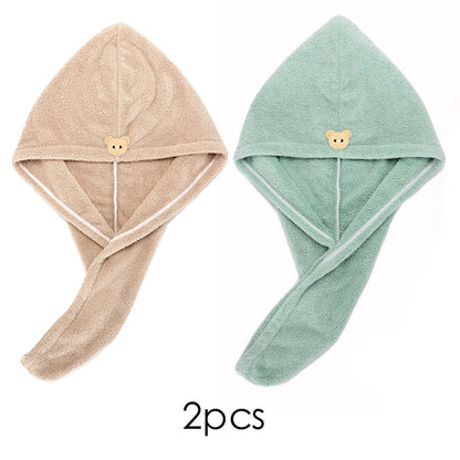 Quick-dry Hair Towel Women Hair Drying Hat Cap Hat Bath Hat Microfiber Solid Towel Cap Super Absorption Turban Hair Dry Cap