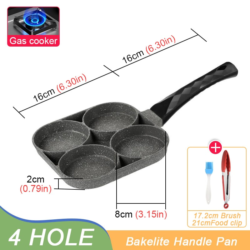 2/4-Hole Frying Pot Pan Thickened Omelet Pan Non-stick Egg Pancake Steak Pan Cooking Egg Ham Pans Breakfast Maker Cookware Pan