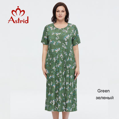 Astrid Women&#39;s Summer Dress 2023 for Women Cotton Long A Boho Casual Elegant Vintage Dresses Oversize Floral Print with Pocket
