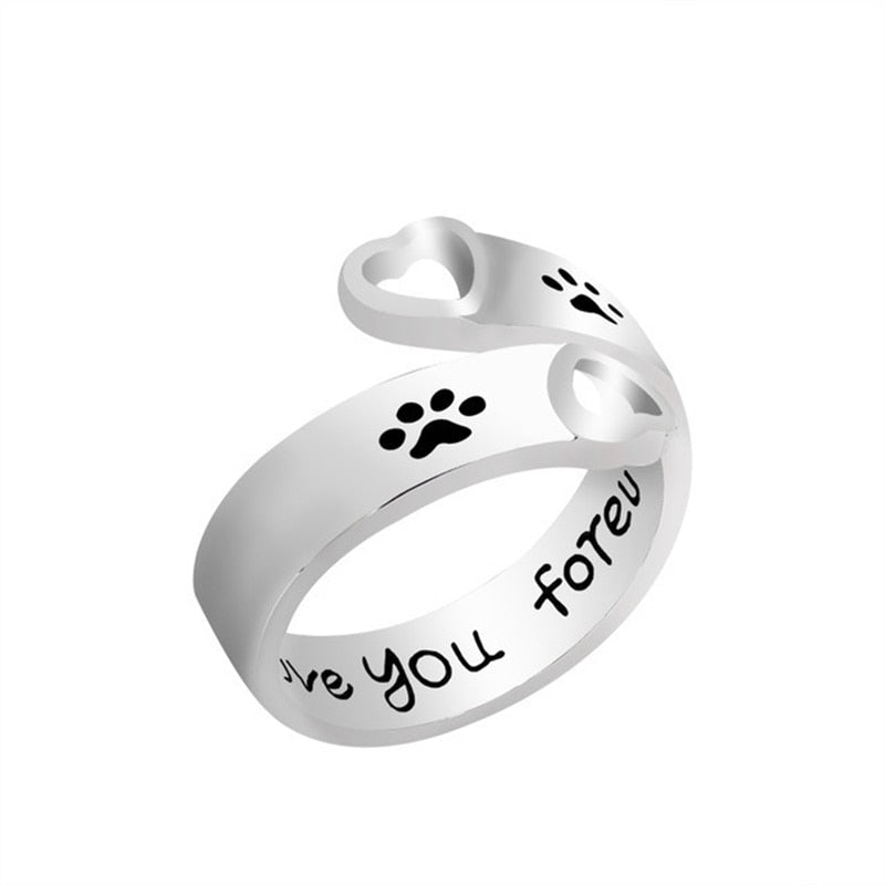 Cat Ear Finger Rings Open Design Cute Footprints Fashion Jewelry Ring For Women Young Girl Child Gift Adjustable Animal Ring