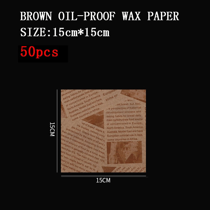 50/100pcs Oil Proof Wax Paper for Food Baking Barbecue Burger Fries Bread Baking Paper Plate Mat Baking supplies