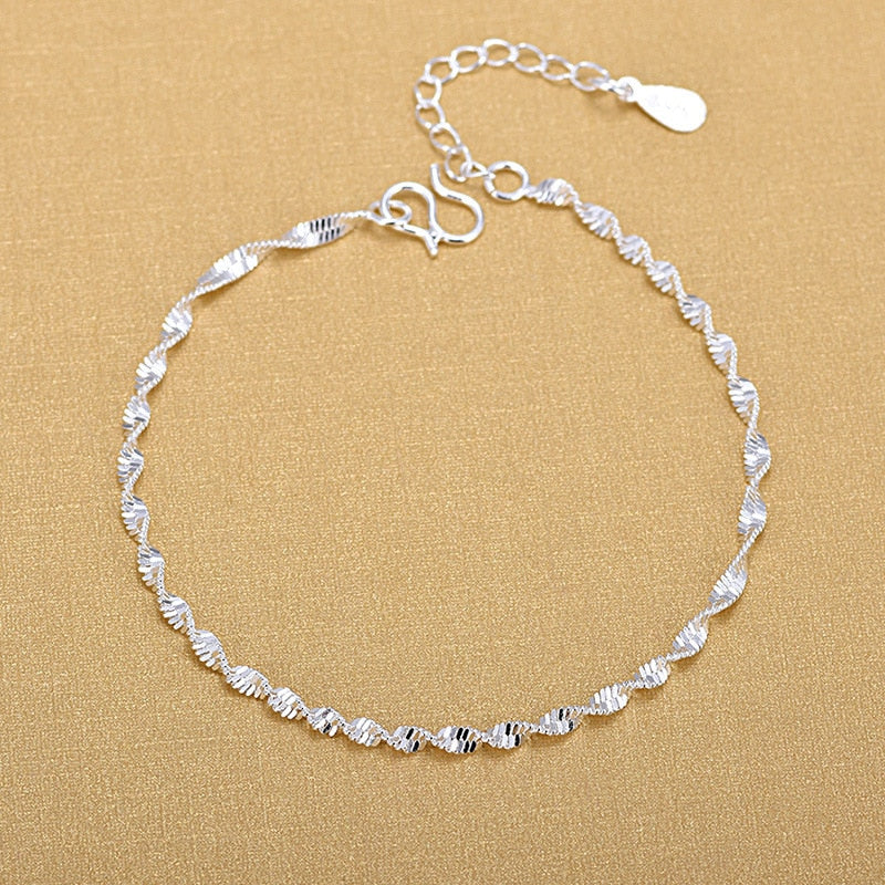 8 Inch 18K Gold Bracelet 5MM Sideways Chain Bracelet For Woman Men Fashion Wedding Engagement 925 Sterling Silver Jewelry Gifts