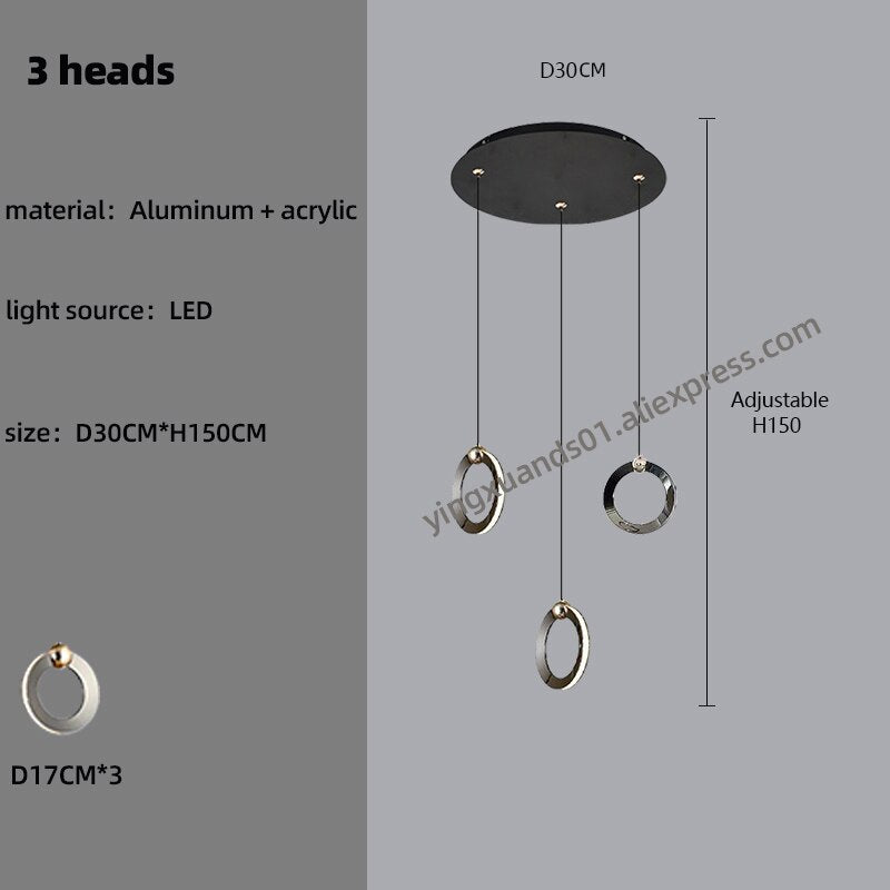 Pendant Staircase LED Attic Villa Living Room Ceiling Pendant Lights 2023 Designer Lamp Nordic Long Annular Staircase Chandelier