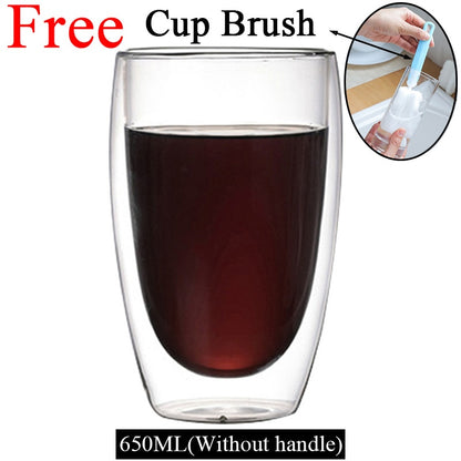 Double Wall High Borosilicate Glass Mug Heat Resistant Tea Milk Lemon Juice Coffee Water Cup Bar Drinkware Lover Gift Creativity