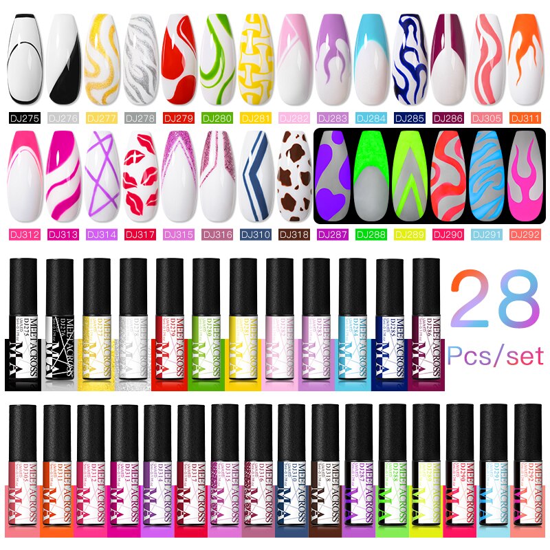 MEET ACROSS 6/12Pcs Nail Liner Gel Set Line Polish Gel Kit Nail Art Design For UV Paint Nail Drawing Polish DIY Painting Varnish