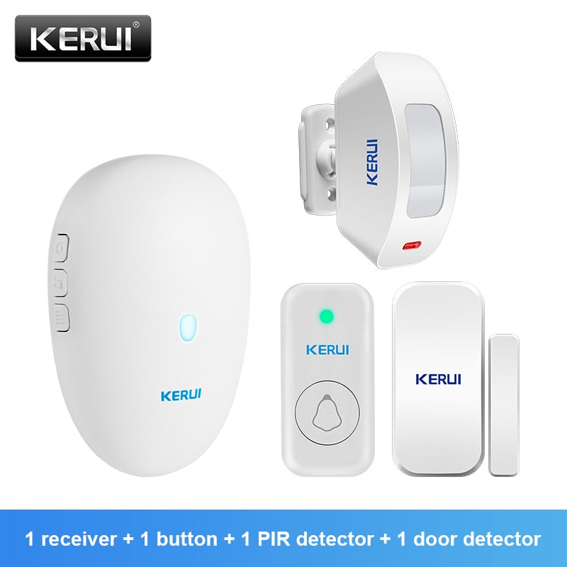 KERUI M521 Outdoor Wireless Doorbell Smart Home Security Welcome Chime Kit Door Bell Alarm LED Light Outdoor Button Battery