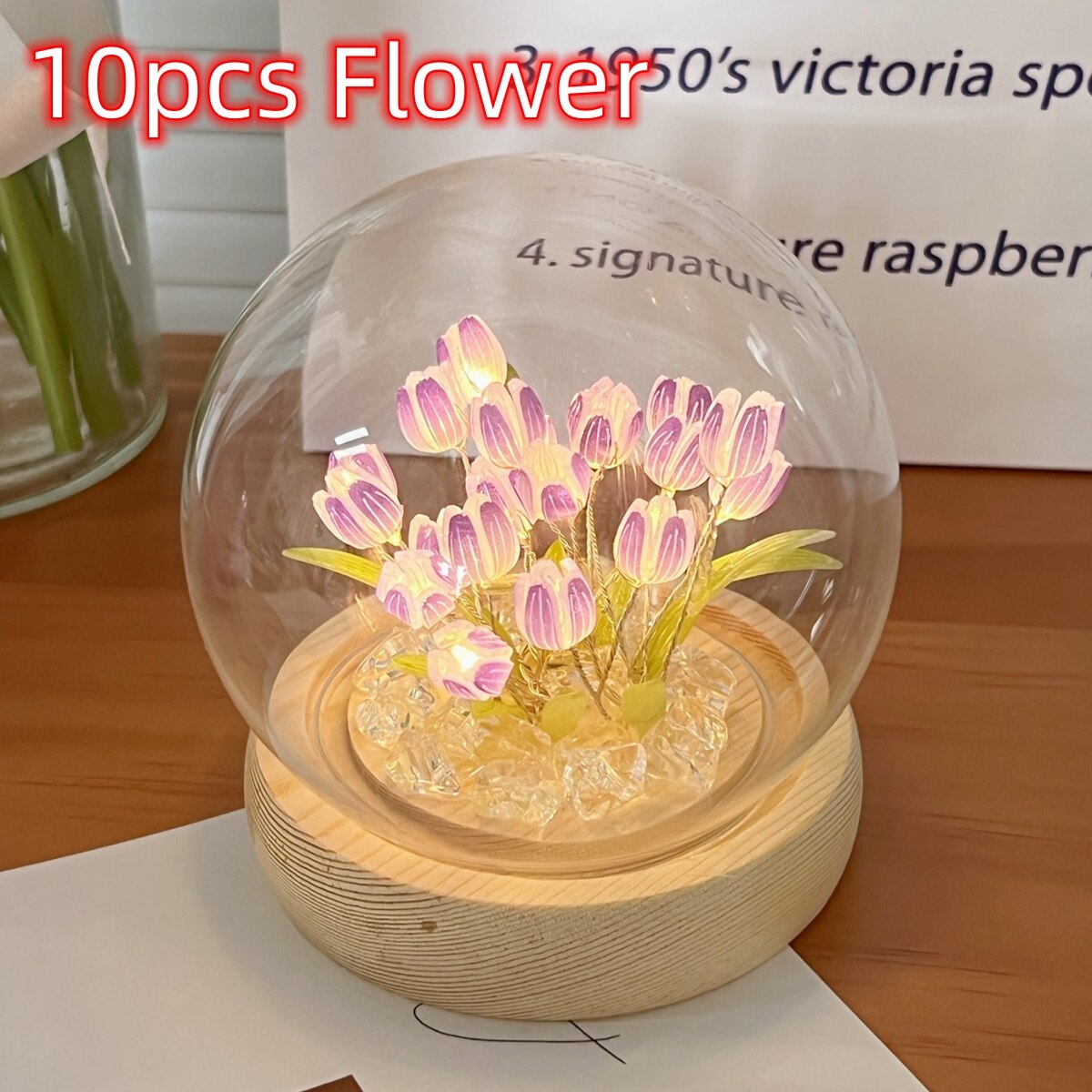 Tulip Night Light DIY Battery Operated Tulip Flower Table Lamp Simulation Flower LED Nightlight Bedside Sleep Light Home 2023