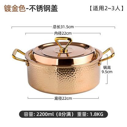 Thickened 304 Stainless Steel Deep Soup Pot Household Hot Pot Large-capacity Shabu-shabu Induction Cooker Gas Cooker