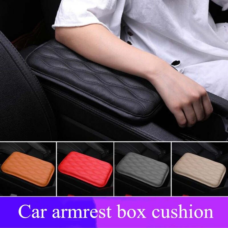 PU Leather Car Armrest Pad Cover Universal Center Console Wave Embroider Auto Seat Box Protection Cushion Hand Supports