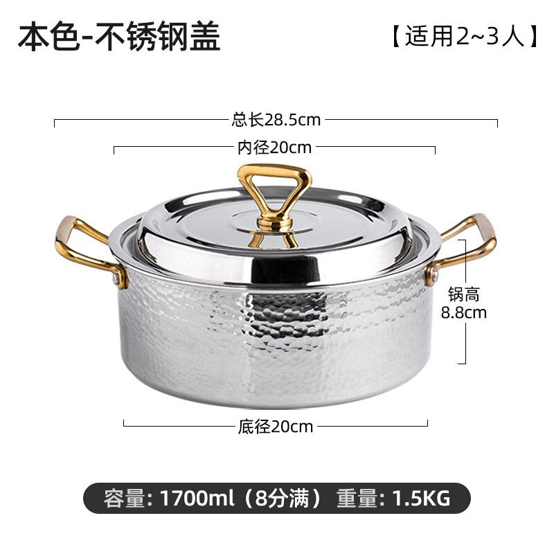 Thickened 304 Stainless Steel Deep Soup Pot Household Hot Pot Large-capacity Shabu-shabu Induction Cooker Gas Cooker