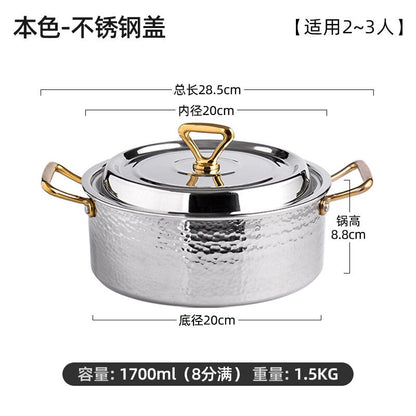 Thickened 304 Stainless Steel Deep Soup Pot Household Hot Pot Large-capacity Shabu-shabu Induction Cooker Gas Cooker