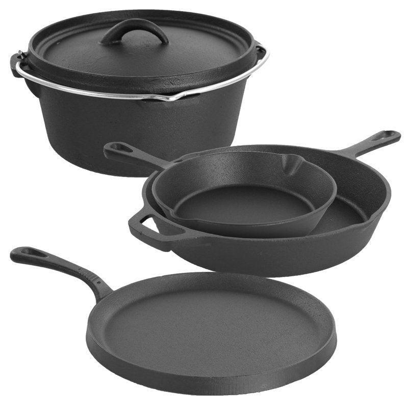 with Glass Lids 【Deluxe Cast Iron 5-Piece Kitchen Cookware Set with Glass Lids, High-Quality Pots and Pans】