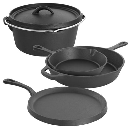 with Glass Lids 【Deluxe Cast Iron 5-Piece Kitchen Cookware Set with Glass Lids, High-Quality Pots and Pans】