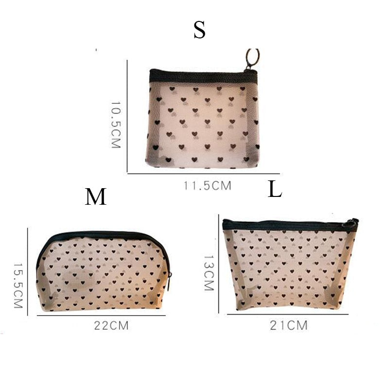 Transparent Mesh Makeup Case Organizer Storage Pouch Casual Zipper Toiletry Wash Bags Make Up Women Travel Cosmetic Bag