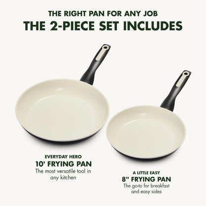 GreenPan Rio Ceramic Nonstick 8&quot; &amp; 10&quot; Frypan Set, Blacknonstick cookware set for kitchen