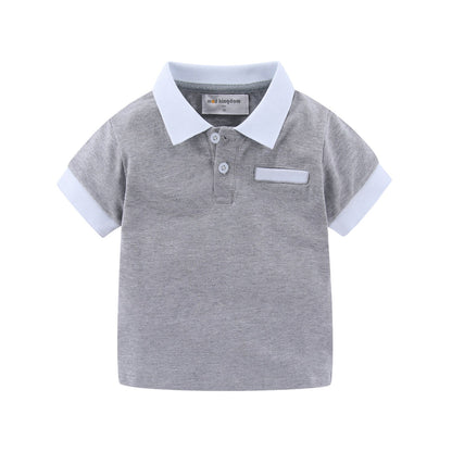 Mudkingdom Fashion Boys Polo Shirts Solid Cotton Car Lapel Short Sleeve Little Boy Clothes Casual Toddler Summer Tops Kids Wear