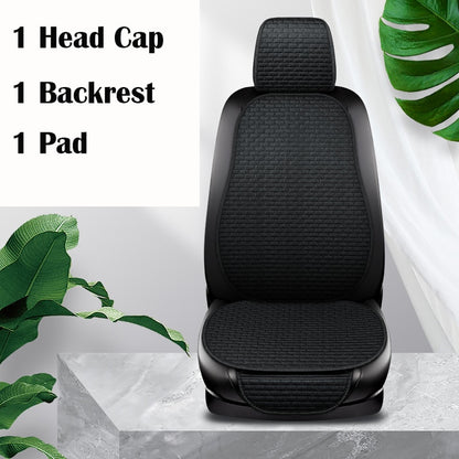 Flax Car Seat Cover Breathable Comfortable Summer Linen Seat Cushion Protector With Storage Bag Auto Interior Mat Universal Size