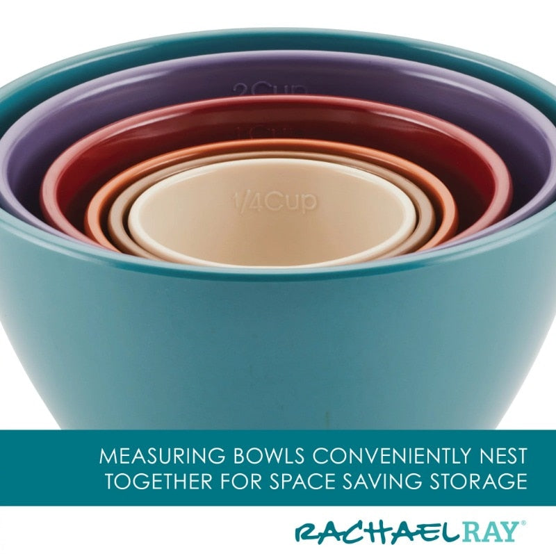 Rachael Ray Cucina Hard Enamel Nonstick Cookware and Prep Bowl Set, 18-Piece, Blue