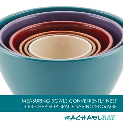 Rachael Ray Cucina Hard Enamel Nonstick Cookware and Prep Bowl Set, 18-Piece, Blue