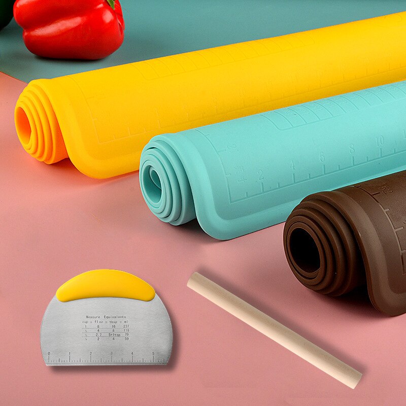Silicone Mat large Baking Accessories Bakery Kitchen Rolling Pin Noodle Knife for Dough Confectionery Kneading Pad Pizza Board