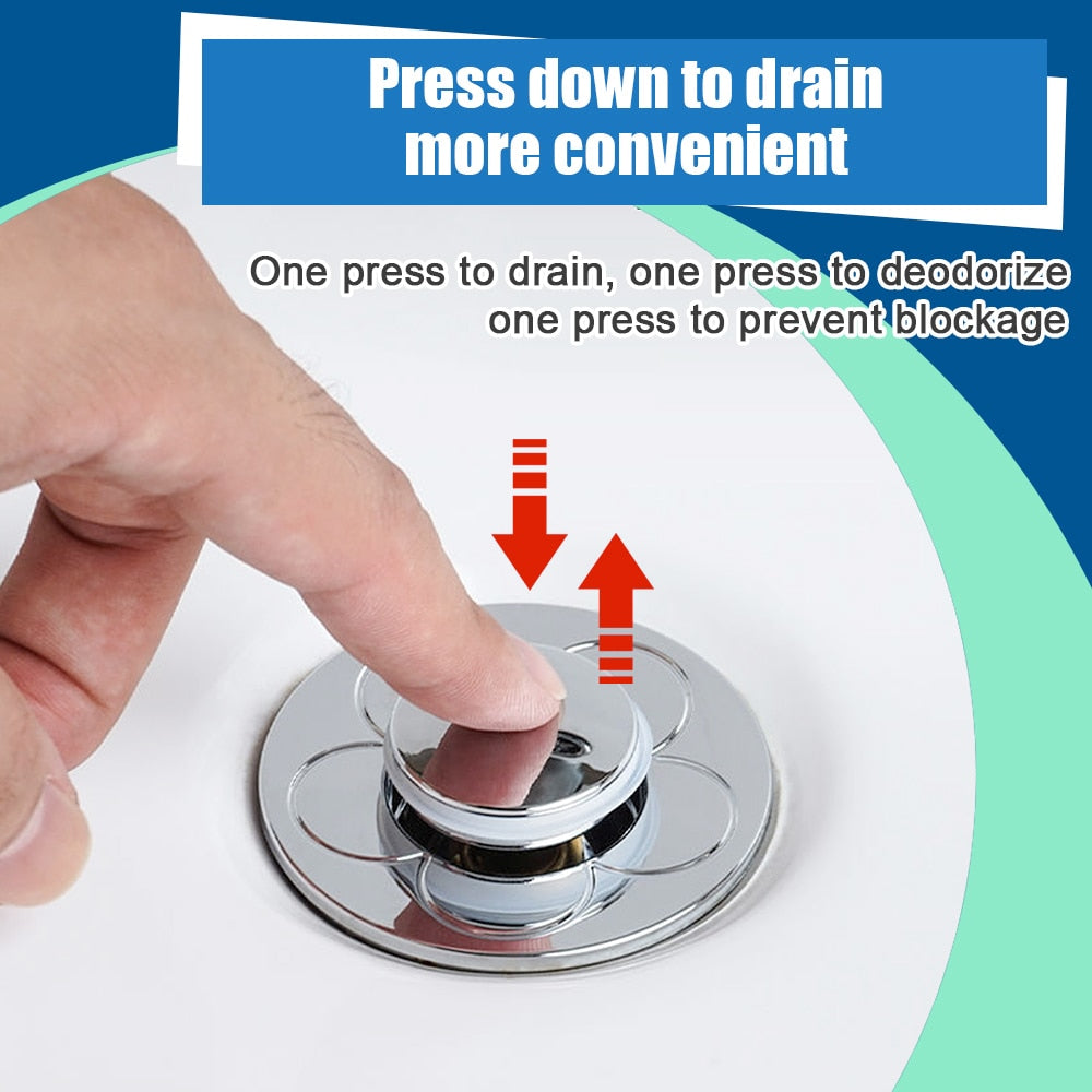 Drain Stopper Pop-Up Bounce Core Basin Drain Filter Valve Hair Catcher Shower Sink Strainer Bath Stopper Bathroom Drain Cover