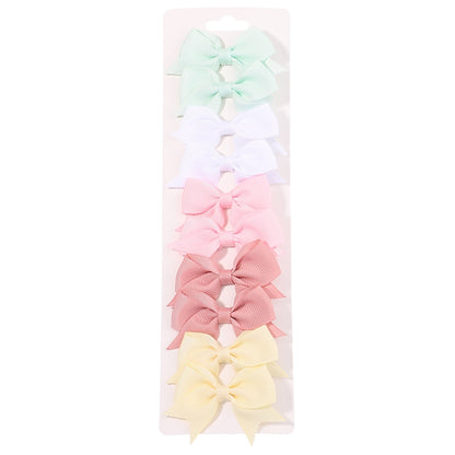 10Pcs/Set New Cute Solid Ribbon Bowknot Hair Clips for Baby Girls Handmade Bows Hairpin Barrettes Headwear Kids Hair Accessories