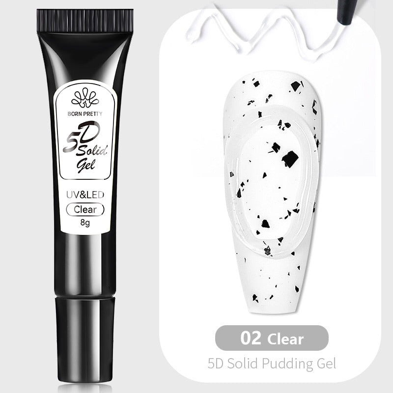 BORN PRETTY 8g Tube 5D Pudding Gel Korean-Style 5D Solid Gel Emboss Nail Design Macaron Translucent Paint Liner Gel 6 Colors