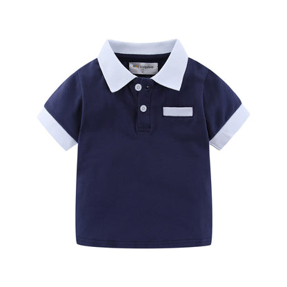 Mudkingdom Fashion Boys Polo Shirts Solid Cotton Car Lapel Short Sleeve Little Boy Clothes Casual Toddler Summer Tops Kids Wear