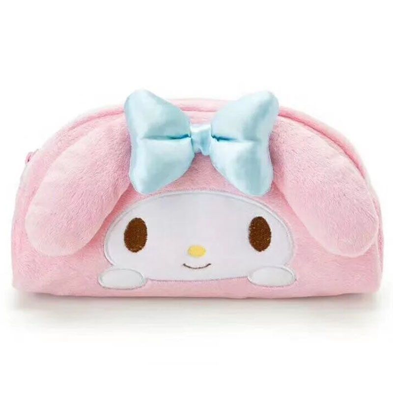 Sanrioed Hello Kitty Plush Pencil Case My Melody Cinnamoroll Purin Cartoon Storage Bag Large Capacity Makeup Bag Stationery Gift