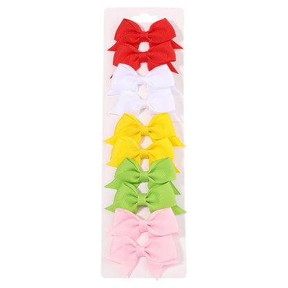 10Pcs/Set New Solid Ribbon Bowknot Hair Clips For Baby Girls Handmade Cute Bows Hairpin Barrettes Headwear Kids Hair Accessories