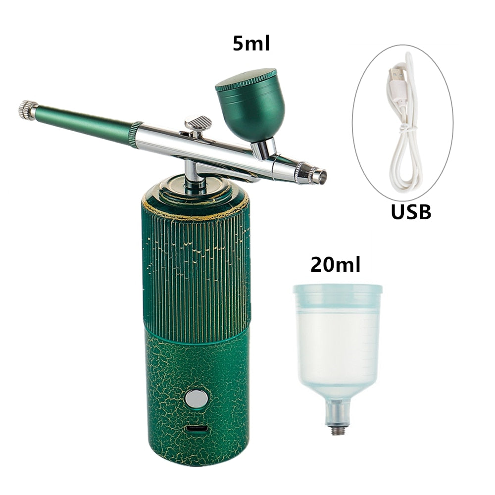 Oxygen Injector Mini Air Compressor Kit Air-Brush Paint Spray Gun Airbrush For Nail Art Tattoo Craft Cake Nano Fog Mist Sprayer