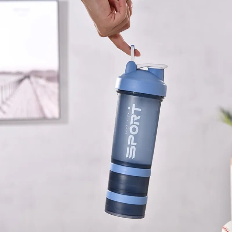 Sports Water Bottle 500ML Protein Shaker Outdoor Travel Portable Juice Cup With Powder Case Coffee Mugs Leak Proof Drink Bottle
