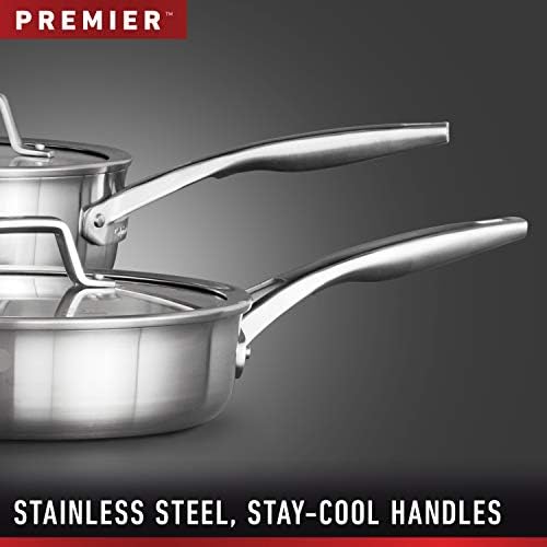 Pots and Pans Set, Stainless Steel Kitchen Cookware with Stay-Cool Handles, Dishwasher Safe, Silver