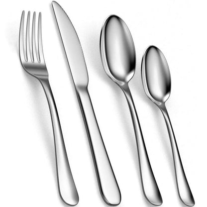 24 Piece Silverware Flatware Cutlery Set, Stainless Steel Utensils  , Include Knife Fork Spoon, Mirror Polished,  dinnerware set