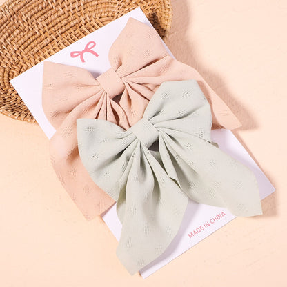2Pcs/set Women Girls Sweet Solid Bowknot Hair Clips Print Bows Hairpins Ribbon Barrettes Duckbill Clip Headwear Hair Accessories