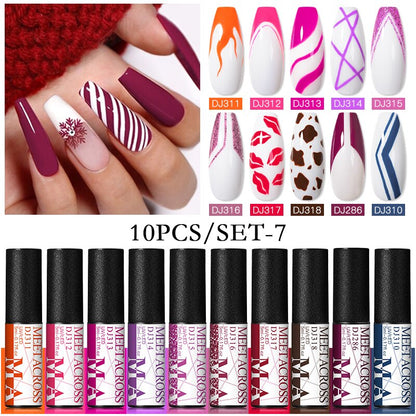 MEET ACROSS 6/12Pcs Nail Liner Gel Set Line Polish Gel Kit Nail Art Design For UV Paint Nail Drawing Polish DIY Painting Varnish