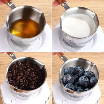 Stainless Steel Mini Frying Pan Household Hot Oil Pan Boiled Eggs Hot Chocolate Hot Milk Pot Household Multi-purpose Pot