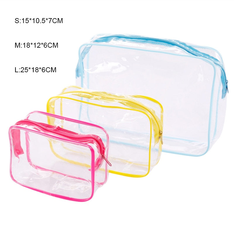 Transparent Cosmetic Bag PVC Women Zipper Clear Makeup Bags Beauty Case Travel Make Up Organizer Storage Bath Toiletry Wash Bag