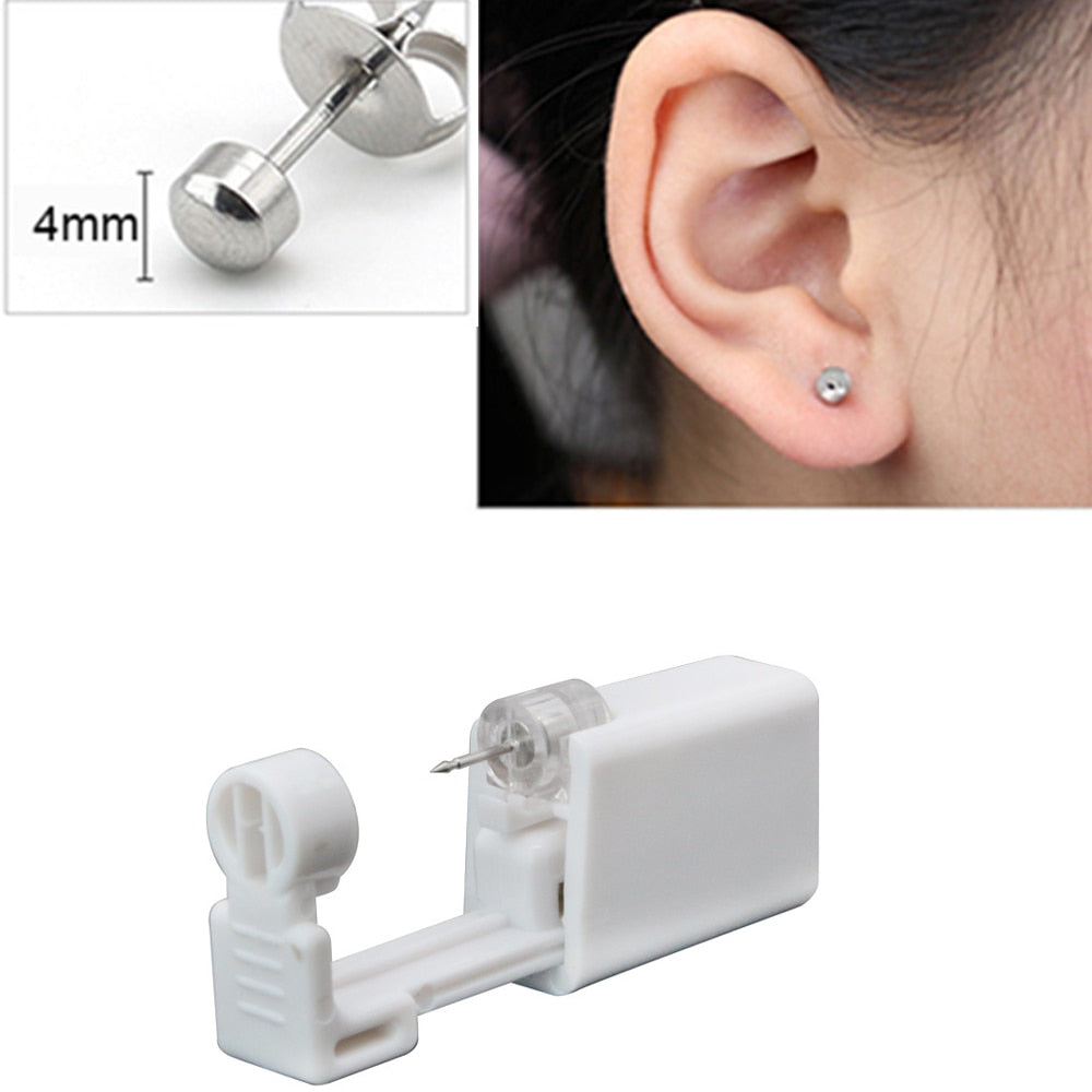 1/2/4Pcs Disposable Sterile Ear Piercing Unit Cartilage Tragus Helix Piercing Gun No Pain Piercer Tool Machine Kit Stud Jewelry