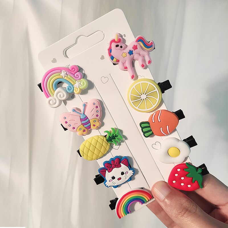 10PCS/Set New Cute Cartoon Unicorn Hair Clips for Girls Colorful Sweet Unicorn Hairpin Kids Barrette Hair Accessories for Girls