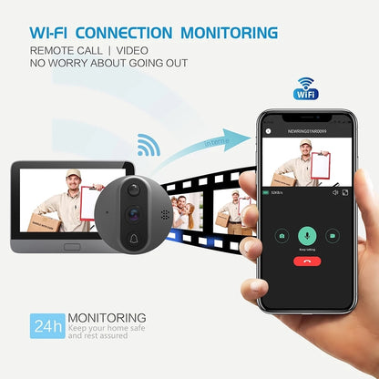 1080P Wifi Wireless Video Doorbell Camera Tuya Smart Home Apartment Wifi Visual Peephole Door Bell Tuya Video Intercom for Home