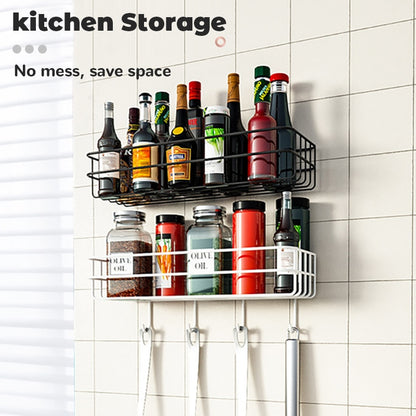 Bathroom Shelf Shampoo Storage Rack Bath Hanging Basket Iron Cosmetic Holder Punch-Free Kitchen Seasoning Organizer Accessories