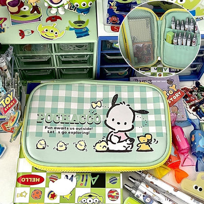 Sanrioed Hello Kitty Plush Pencil Case My Melody Cinnamoroll Purin Cartoon Storage Bag Large Capacity Makeup Bag Stationery Gift